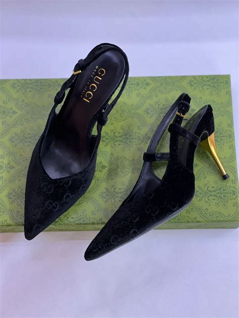 gucci womens black pumps|priscilla gucci slingback pump.